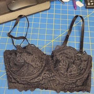Etam SC Enigme Classique Lace Longline Bralette 32C NWT - Black MSRP $59